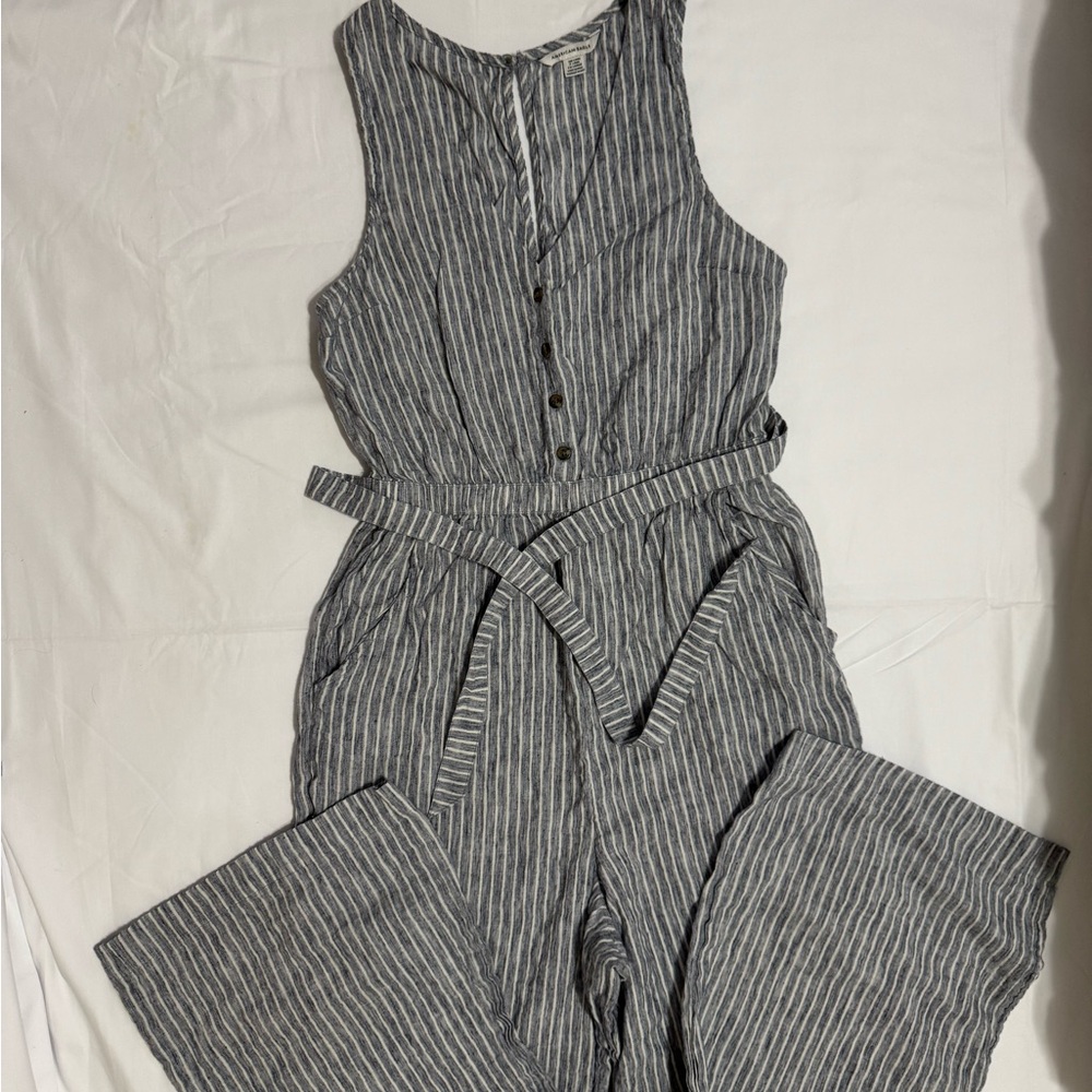 American Eagle Outfitters Striped Jumpsuit - Black and White